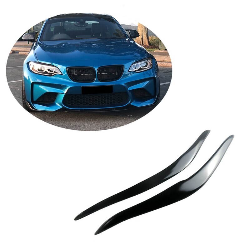 Glossy Black Headlights Eyebrow Eyelid Sticker For-BMW F87 M2 F22 F23 220I 228I M235I M Sport Coupe 2 Door: Default Title