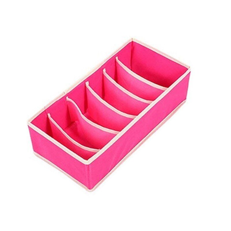 Underwear Bra Storage Box, Foldable Fabric Closet Organizer Drawer Closet Organizers Boxes for Underwear Scarves Socks Bra ect.: 1pcs RoseRed 6 cells