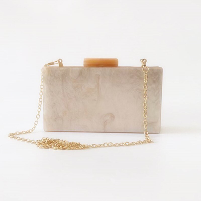 Sac à main en acrylique couleur champagne pour femmes, pochette de soirée avec chaînes, sacoche à épaule, portefeuille de mariage, 21 nouveauté: Default Title