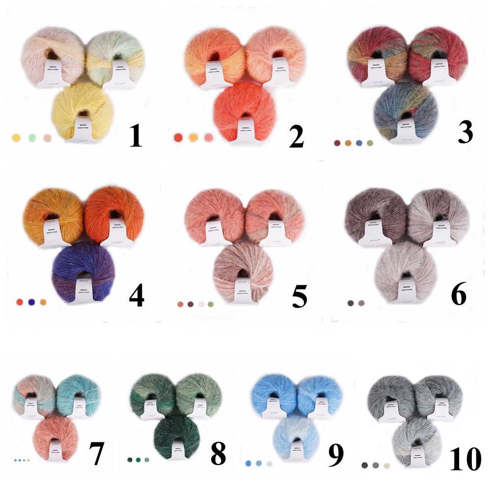 30g/Ball Gradient Mohair Wool Thread Rainbow Colorful Silk Pony Hair Superfine Shawl Scarf Thread DIY Hand Knitting Crochet Yarn