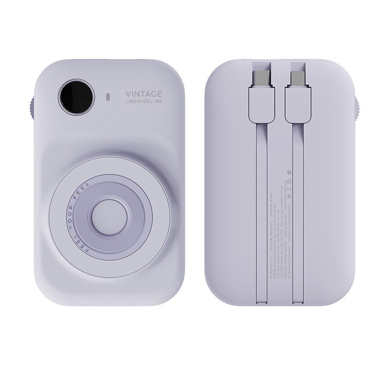 Liberfeel magnetische powerbank 10000 mah, kabellose schnelllade-powerbank mit intelligenter zweizeiliger digitalanzeige für iphones: Lila