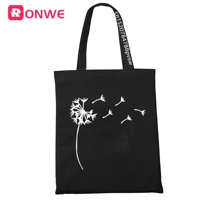 Wildflower Paardebloem Print Herbruikbare Vrouwen Winkelen Canvas Tas Meisje Tote Eco Harajuku Shopper Schoudertassen,