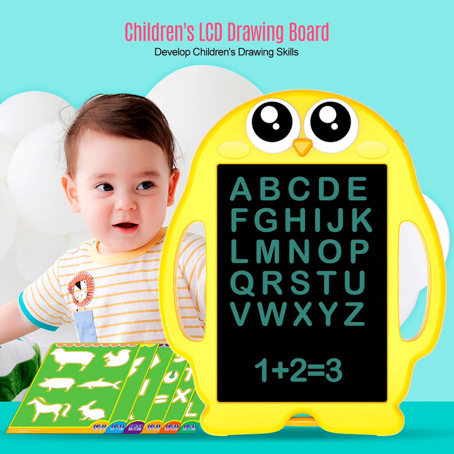 Aibecy 8.5 Inch Cartoon LCD Writing Tablet Electronic Drawing Pad Handwriting Doodle Board with 6 Pack Copy Paper Lock Button