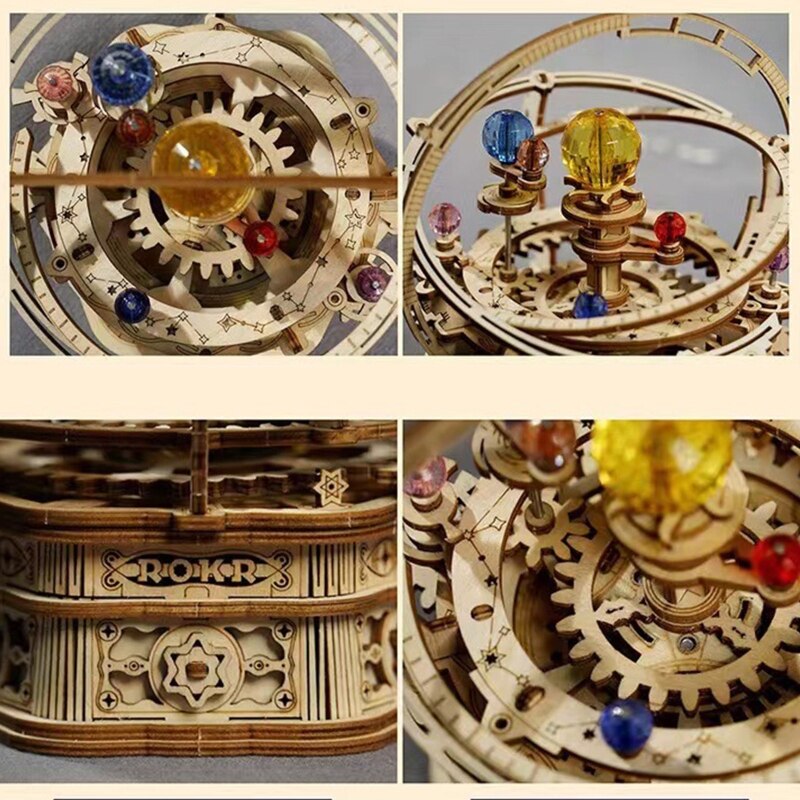 Wooden 3D Puzzle – Father & Daughter Bicycle Scene, 147 Pieces, Mechanical Moving Gears, DIY Craft