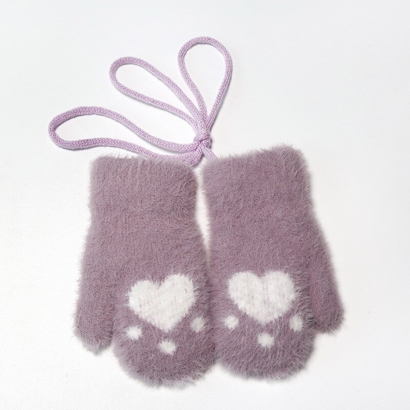 Warmom Karikatur Nette Hand-gedruckt Gestrickte Warme Handschuhe für Jungen Mädchen Gestrickte Wolle Neckholder Handschuhe freundlicher Handschuhe Winter warm