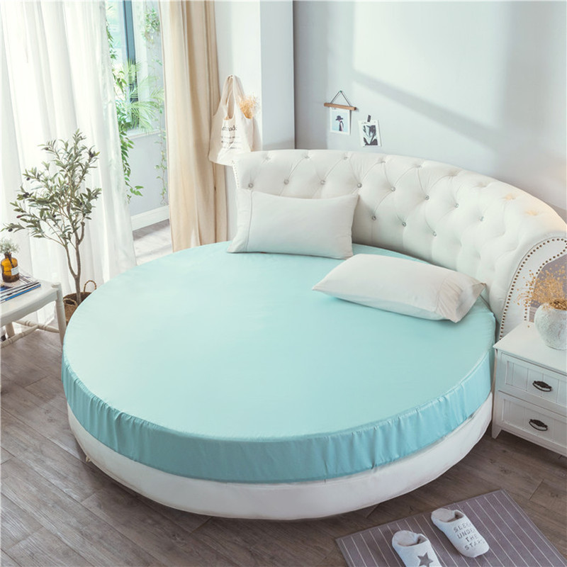 Elastische Ausgestattet Blatt Weichen Seidige Satin- Bettwäsche Einfarbig Bettdecke Matratze Abdeckung für Königin Runde Betten 220x220 230x230 Cm