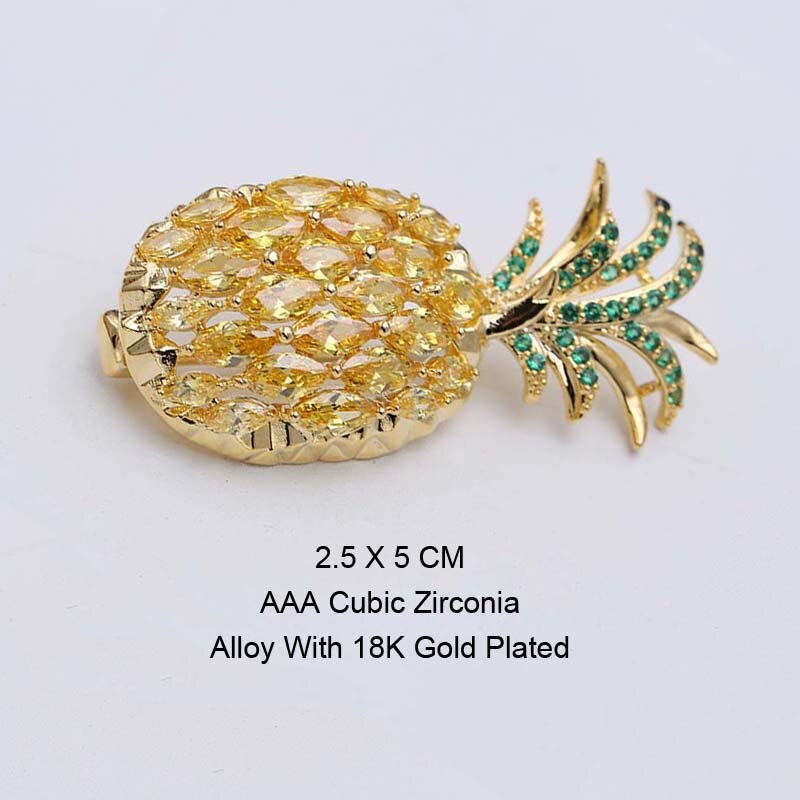 Rode Bomen Brand Aaa Zirconia Ananas Broches Voor Vrouwen Broche Trui Jas Accessoires