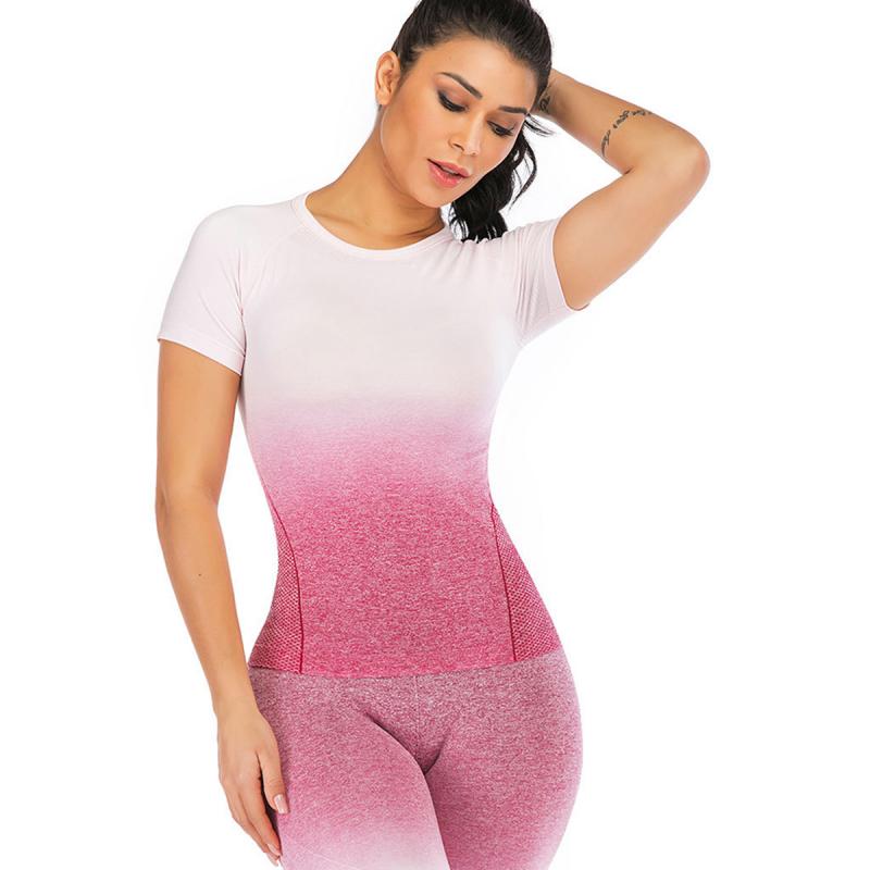Camicia da Yoga senza cuciture da donna di nuovo stile Fitness manica corta Crop Sport Top allenamento Top abbigliamento da palestra per corsa t-shirt sportive