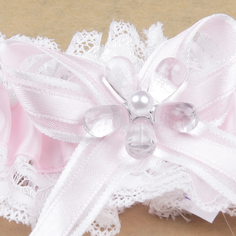 Pink Bowknot Pearl Flower Lace Ribbon Dream Princess Bride's Garter Wedding Supplies Elastic Garter Leg Ring