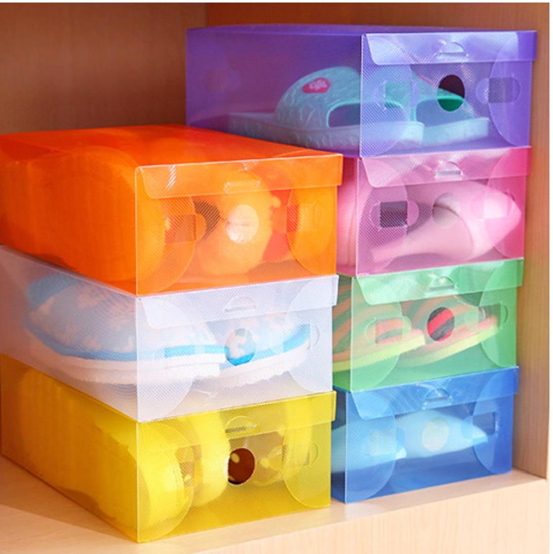 7 Pcs Flip Plastic Schoenendoos Transparante Opbergdoos Schoenendoos Voor Thuis Opvouwbaar Clear Plastic Tidy Organizer Case