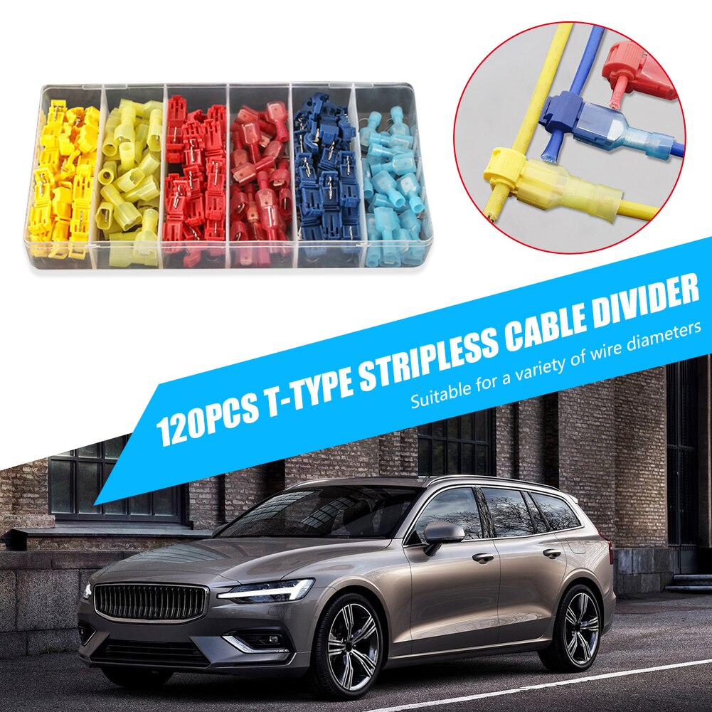 60 Pairs Assorted T-Tap Wire Connectors Quick Slide Disconnect Self Stripping Electrical Wire Terminals