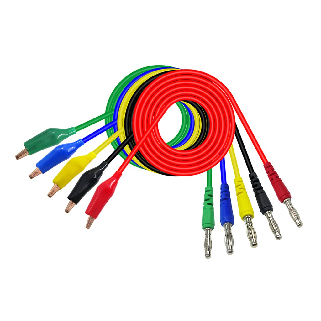 5 Pcs Elektrische Test Kabel, Banana Plug Alligator Clip-Krokodil Clips Test Jumper, Heavy Duty
