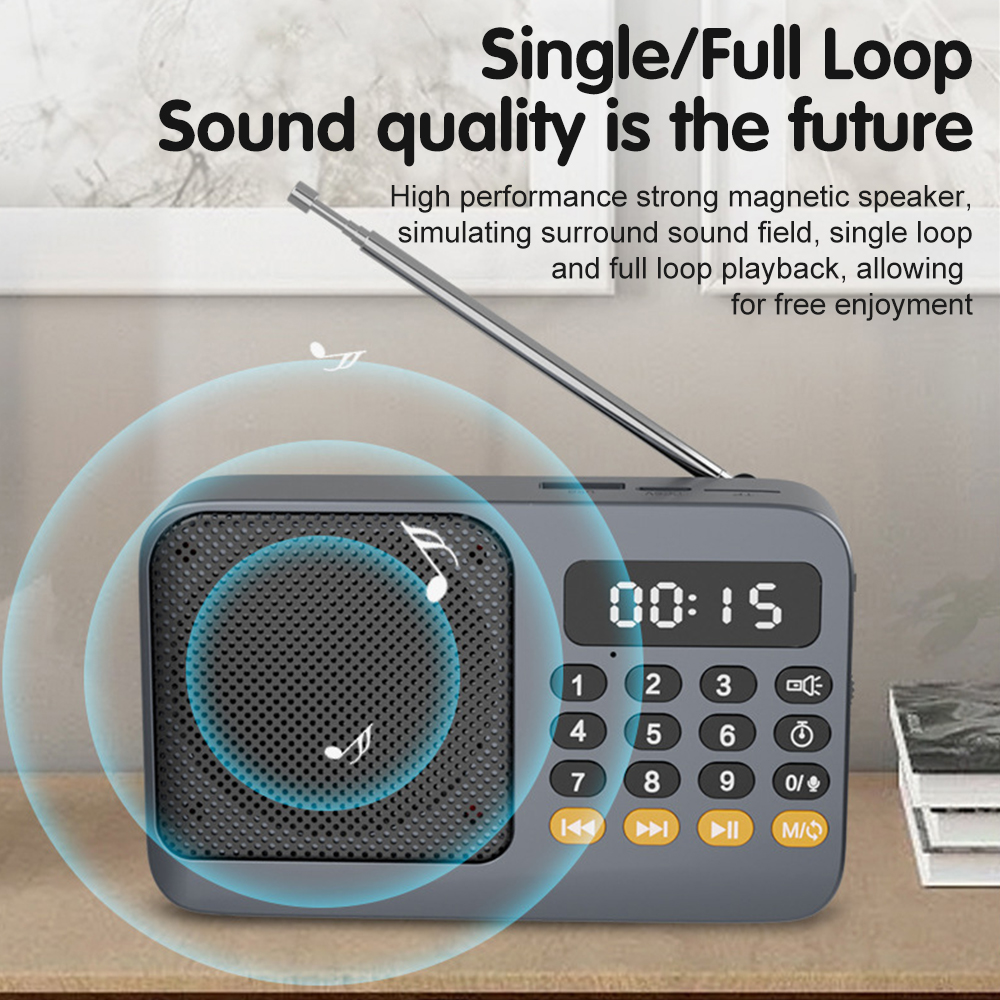 Portable FM Radio Bluetooth-compatible 5.0 Radios USB Rechargeable Radio with Flashlight Battery Operated Radios
