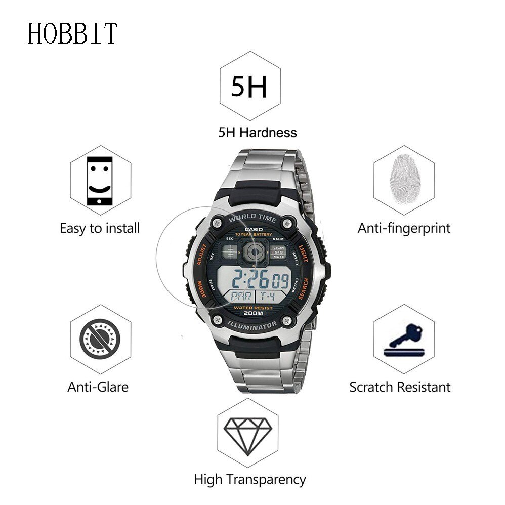 Paquet de 3 5H Nano anti-déflagrant protecteur d'écran pour Casio AE-2000W AE2000WD AE1000W AE10000WD AE2100W montre pour hommes Film d'écran