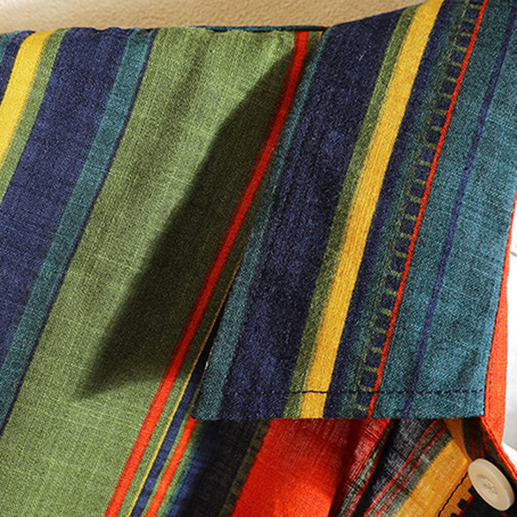 Blouse shirt heren zomer regenboog kleur zak korte mouw retro casual shirt off white harajuku top heren joggingkleding 6.19