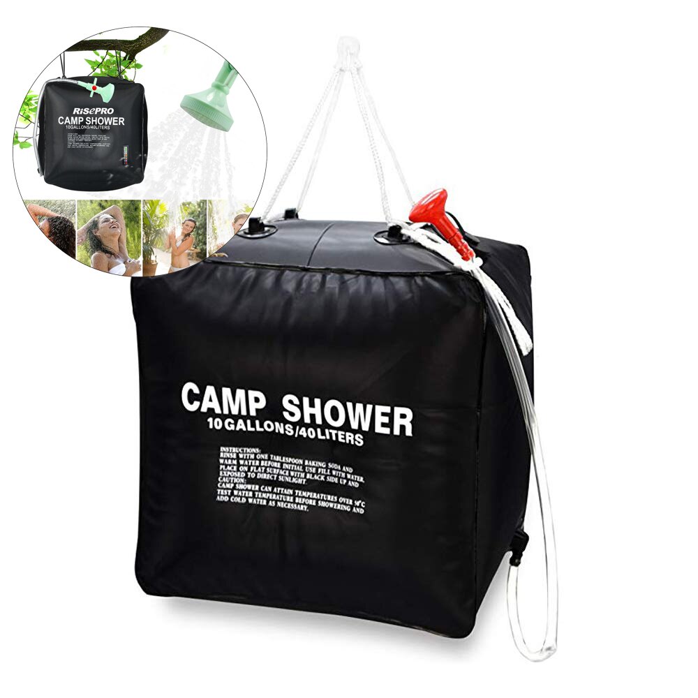 MYJ 40L Solar Shower Bag Foldable Sun Heating Camping Shower Portable Outdoor Sun Shower Bag with Removable Head