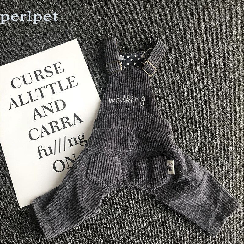 Vintage Denim Jeans Pet Overalls Dogs Jumpsuits Spring Lovely Cowboy Dog Four Legs Clothes Teddy Small Dog Coat Apparel XS-XXL: 11 to 13 kg pets / Dark Grey