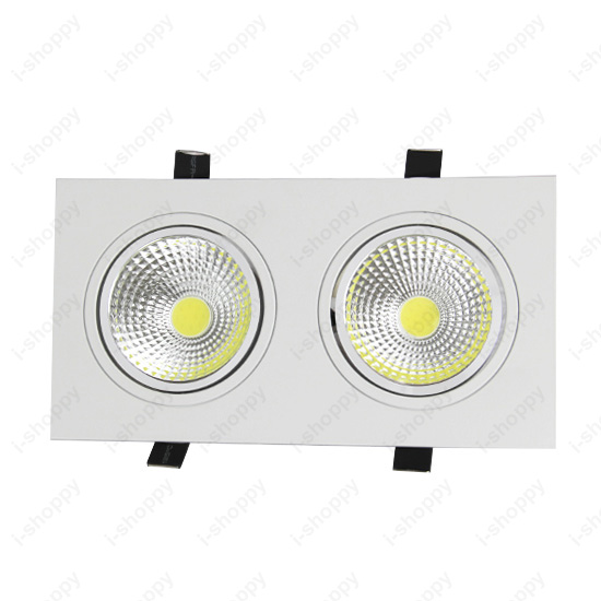 Dimmable/N 6W/10W/14W/20W/30W LED COB Recessed Light Dual Head Grille Lamp Home Office White Shell