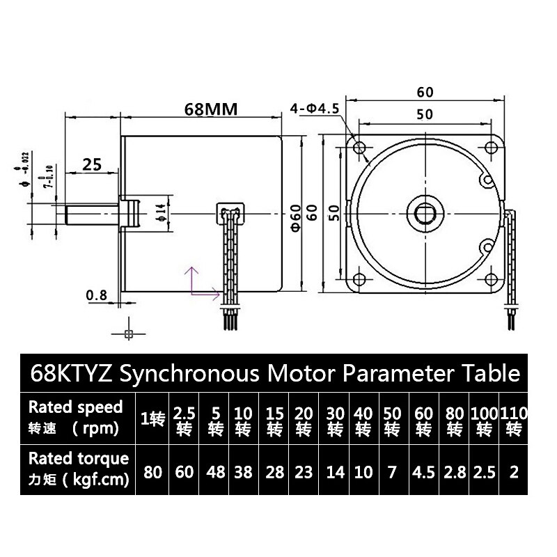 Gear Motor 68KTYZ Permanent Magnet Synchronous Motor AC 220V Speed Reducer Motors Controllable Positive And Negative Inversion
