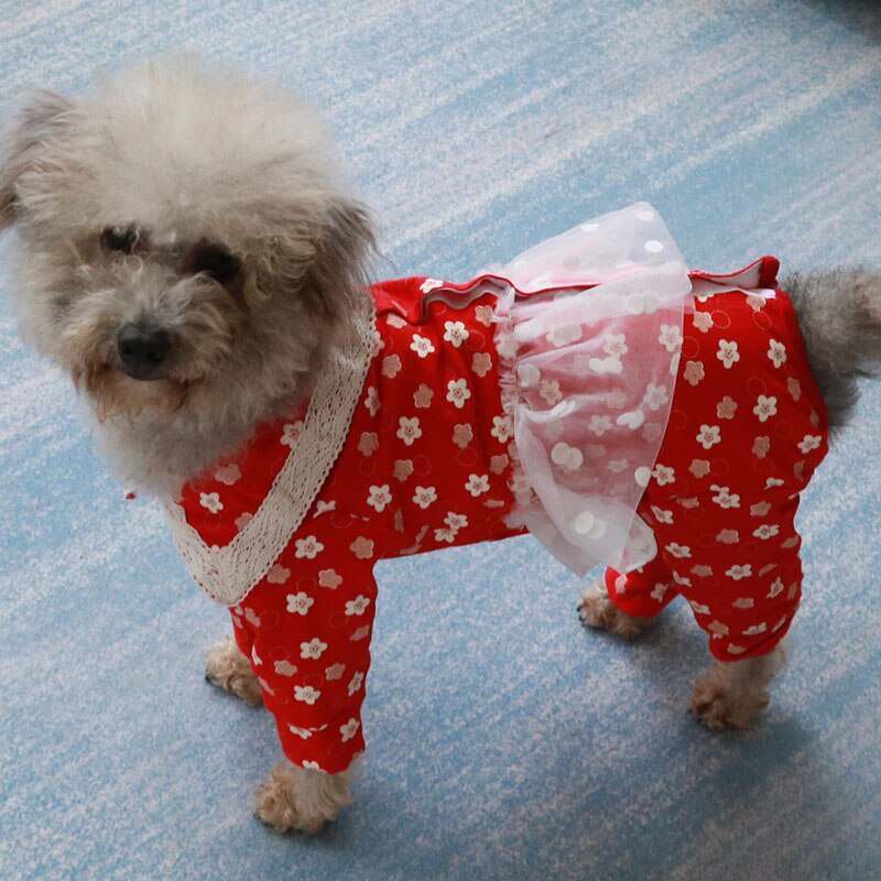 Mono fino para perros y mascotas ropa estampada, peto de encaje, pijamas elásticos de algodón 100% para perros pequeños, Chihuahua, sudadera de Caniche
