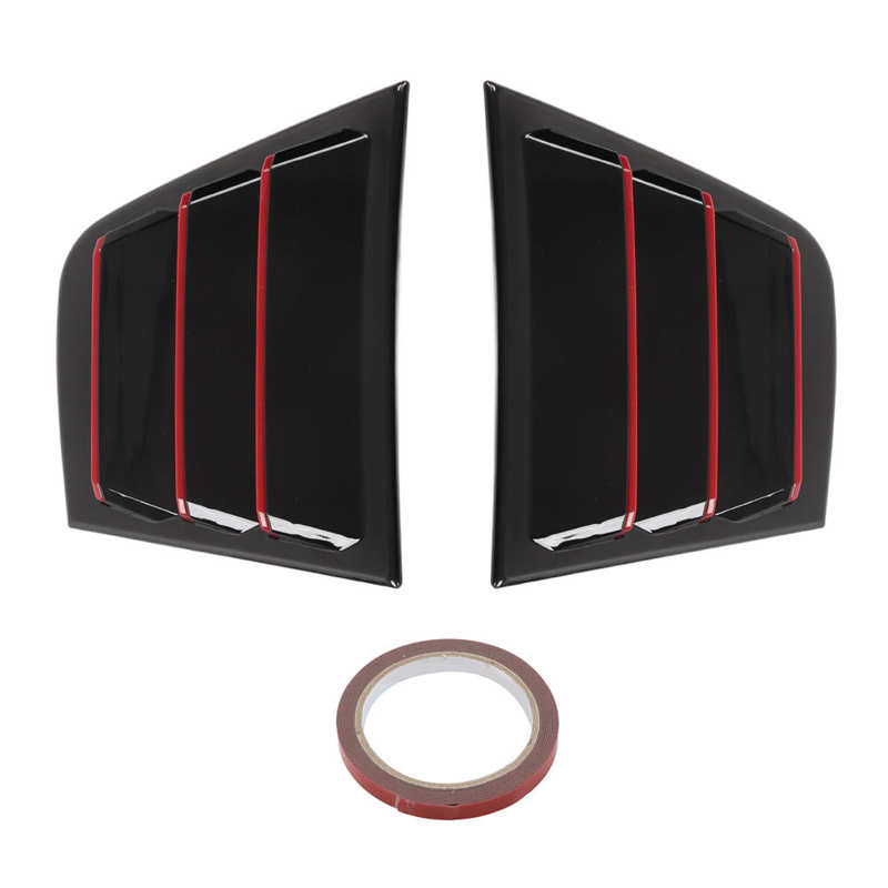 Air Vent Scoop Louvers Gloss Black ABS Simple Installation Wear Resistant Anti Impact Nonfading High Toughness Side Vent Window: Black red