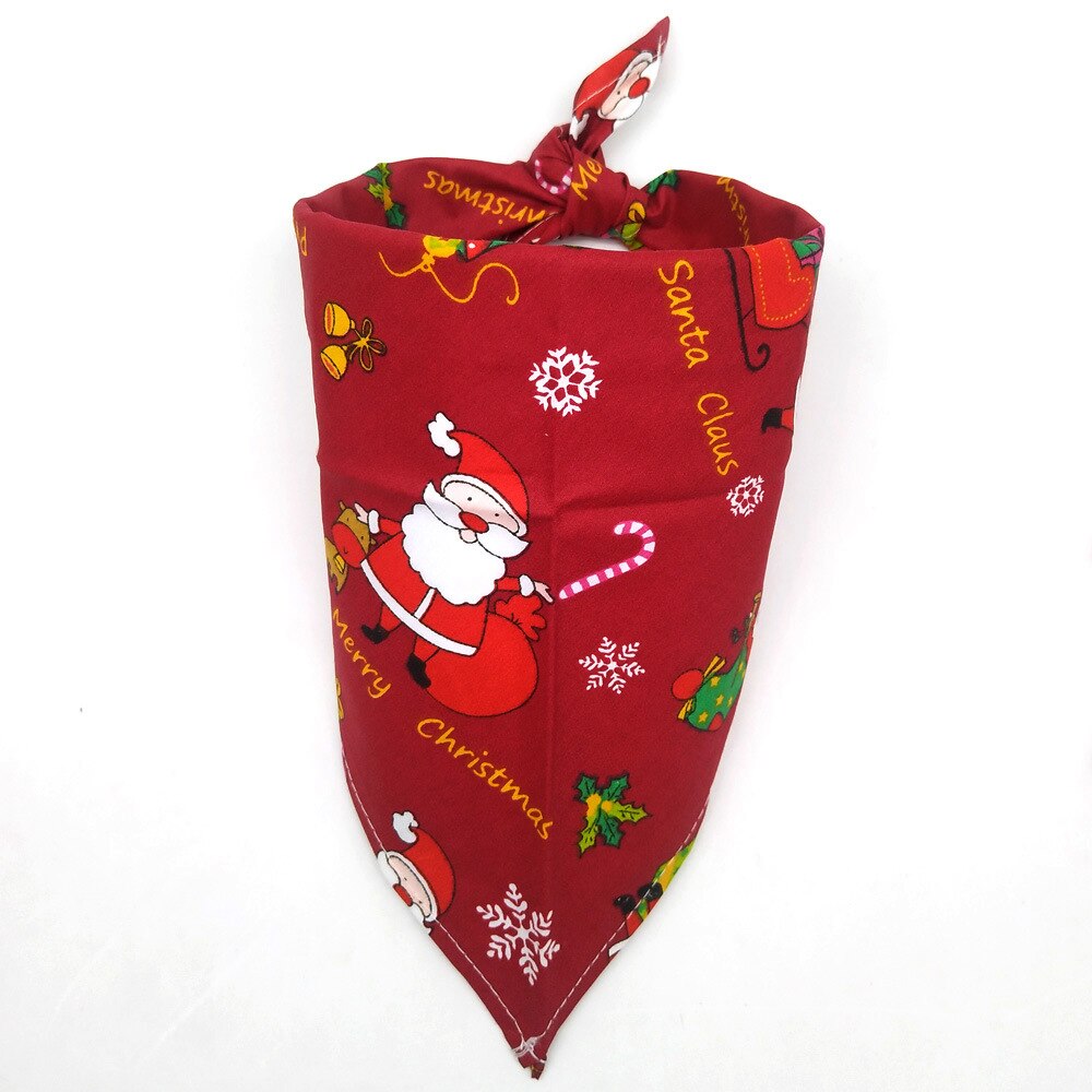 Slakkenhuis huisdier kat hond bandana slabbetjes kerst bedrukte sjaal halsband huisdier halsdoek kat puppy speeksel handdoek honden driehoekige handdoek: Kerstrood / 64cm