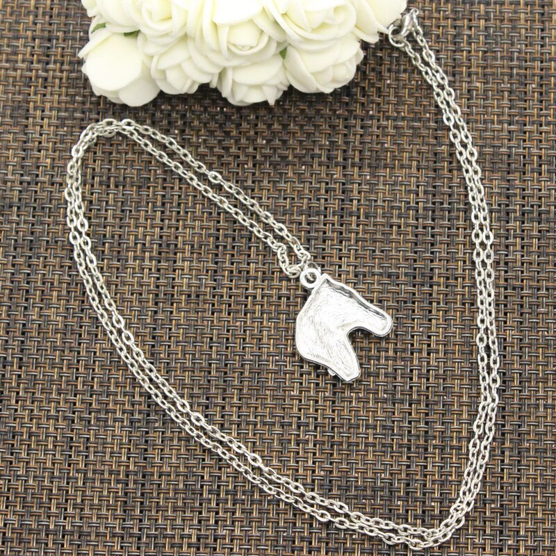 Steed Horse Head Pendants Round Cross Chain Short Long Mens Womens DIY Silver Color Necklace Jewelry