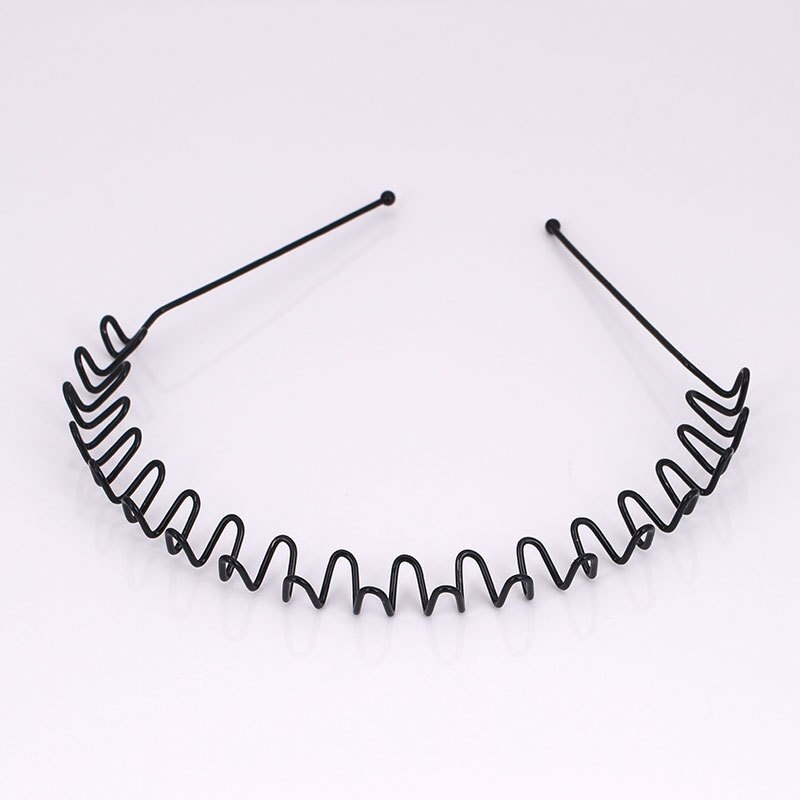 Black Metal Waved Style Sports Hairband Solid Men Women Unisex Hair Band Casual Adult Headwear 9 Styles: 7