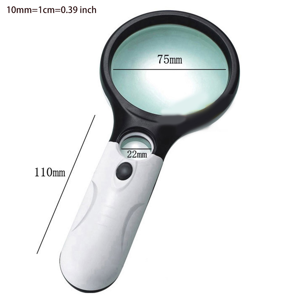 Magnifying Glass with Light Illuminated Magnifier with 3x 45x High Magnification Lightweight Handheld Magnifying Glass