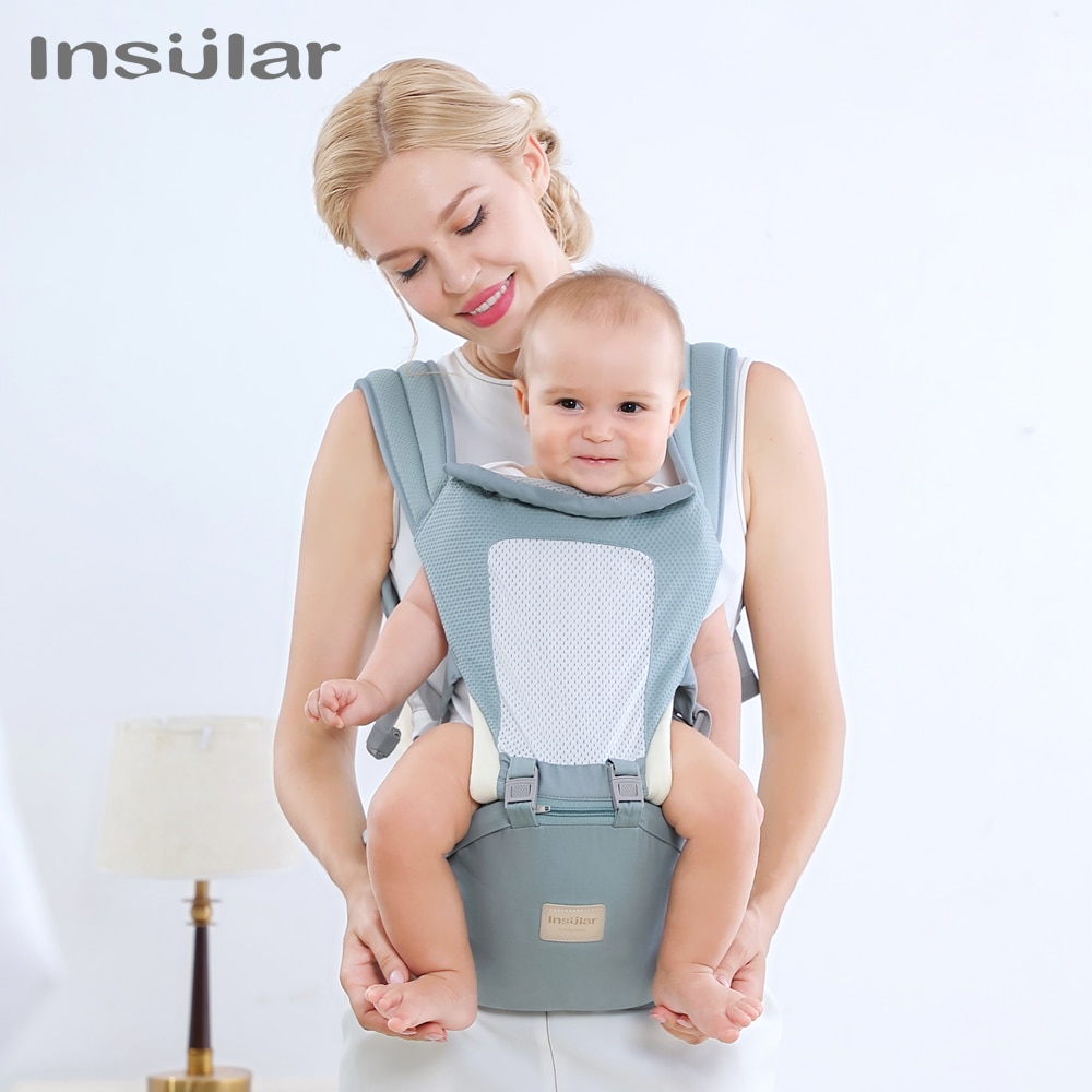 Ergonômico para bebê, mochila para carregar bebês portátil, espessante nos ombros, 360, com capuz canguru, 0 a 36 meses