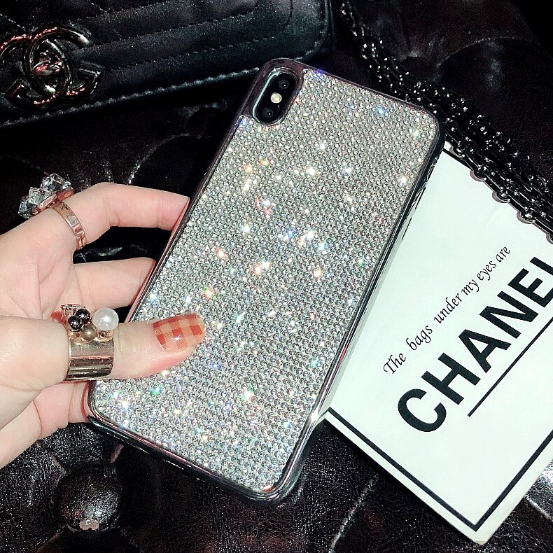 YOACHEY Diamond Glitter Case voor iphone X XS MAX XR 7 8 6 6s Plus Zachte TPU Siliconen Terug cover Bling Strass Meisje Telefoon Gevallen