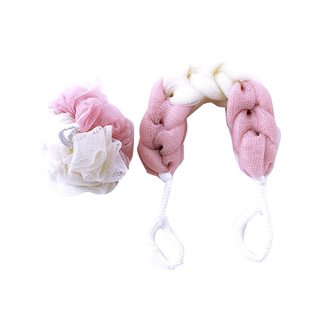 2pcs Bath Flower Bath Strip Set Bath Ball Bath Flower Wash Back Towel Scrubber Body Cleaning Mesh Shower Wash Supplies