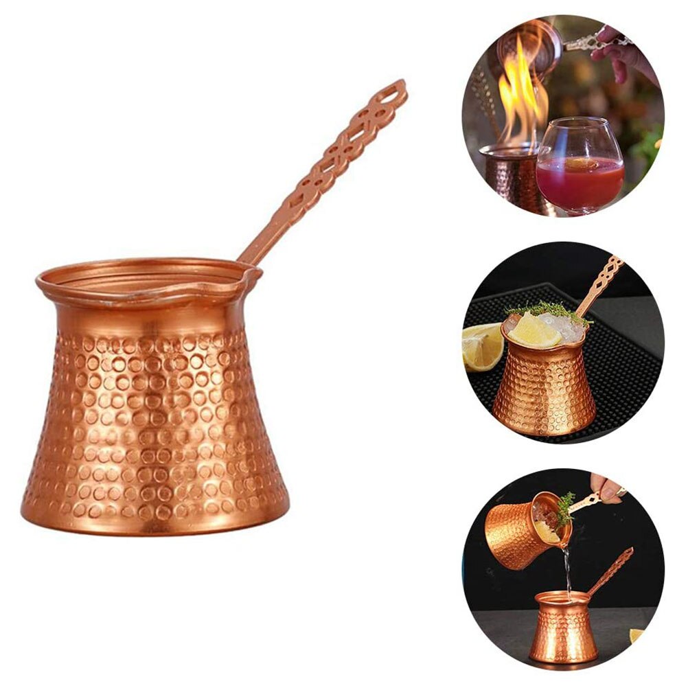 330ML Turkish Coffee Pot Cip Copper Plated Coffee Warmer Milk Pot with Handle Kitchen Utensil Ethnic Style