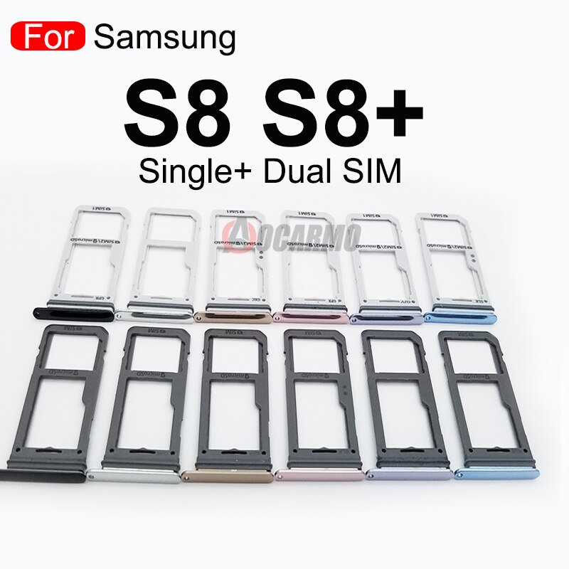 Aocarmo 10Pcs For Samsung Galaxy S8 SM-G9500 G950F S8 Plus SM-G955 S8+ Single/Dual Metal Plastic Nano Sim Card Tray Holder