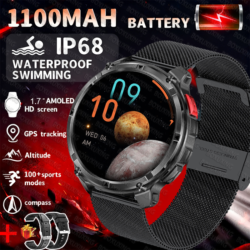 2025 Nuovo Sport All'aria Aperta Astuto Della Vigilanza Degli Uomini di Schermo HD 1100mAh Batteria di Grande Lungo Tempo di Standby Chiamata Bluetooth Orologio Sportivo Impermeabile: Viola