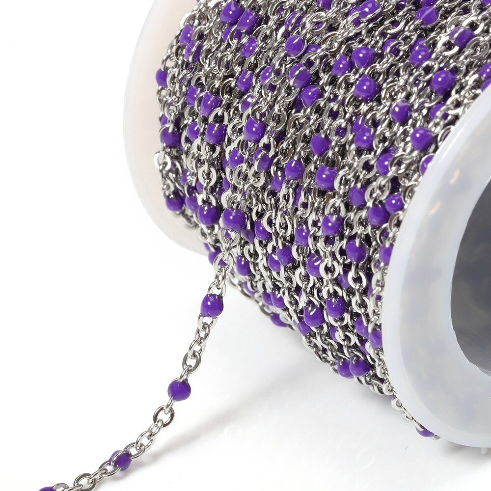 2Meter Rvs Kabel Emaille Gouden Ketting Ketting Bulk Multicolor Link Accessoires Voor Sieraden Materialen Diy: Steel Purple