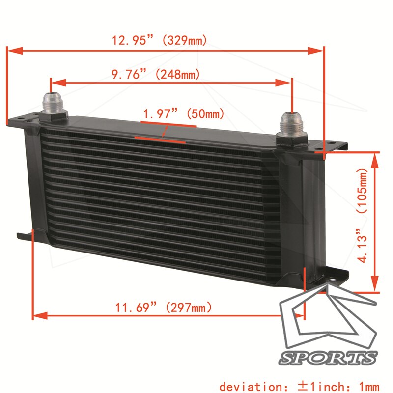 2" ALUMINIUM 8AN OIL COOLER - 16 ROW ENGINE OIL COOLER + AN8 FITTING / HOSE END