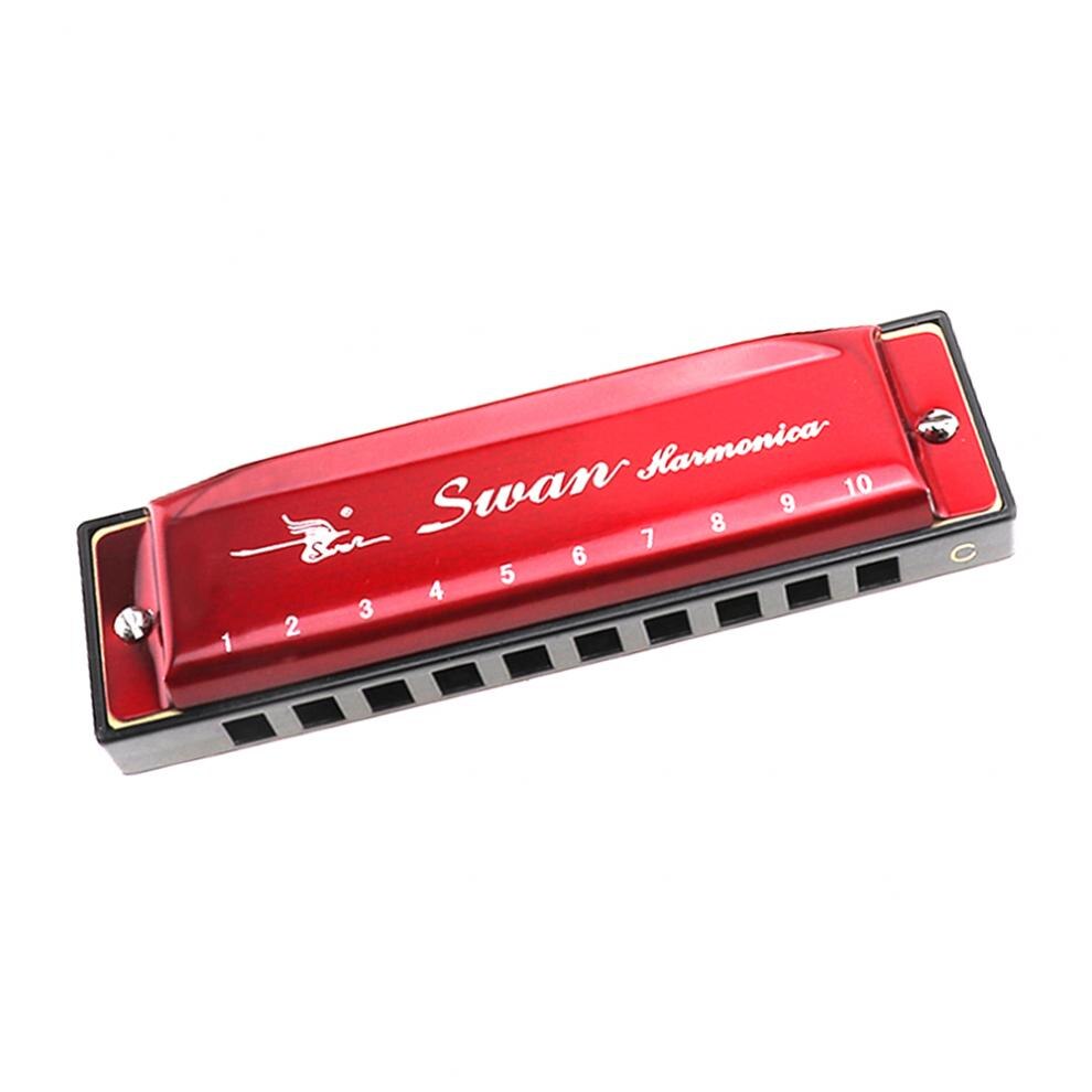 Harmonica 10 Holes Red Harmonica Diatonic Blues Harp Mouth Organ Reed Musical Instrument Stainless Steel for Beginner