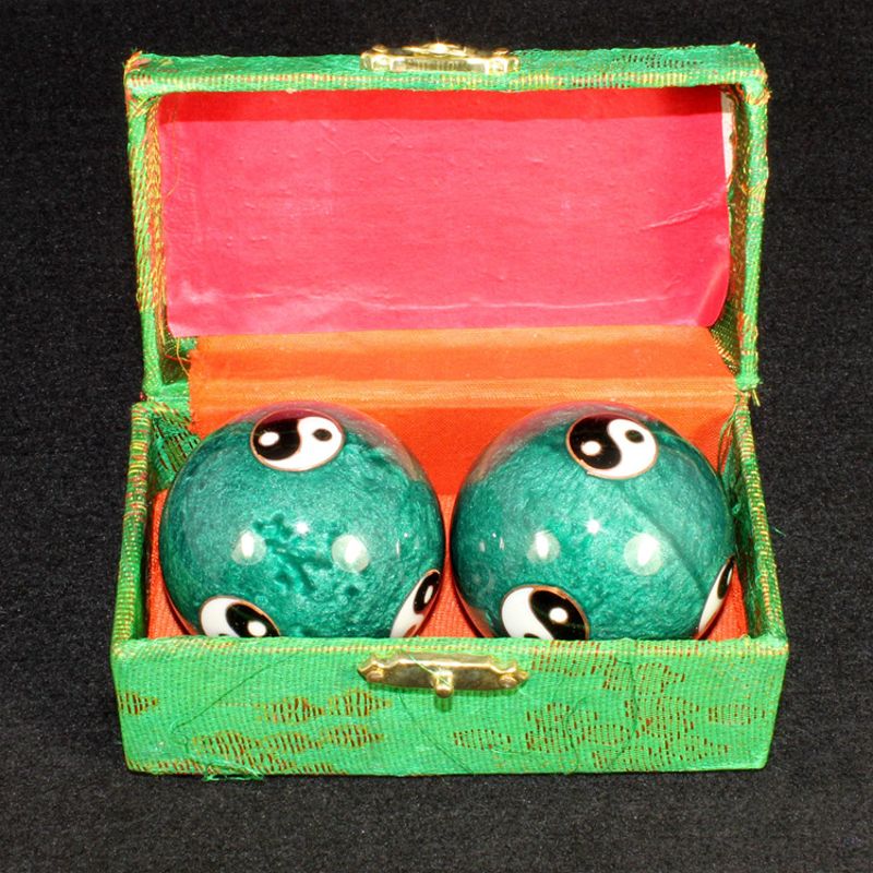 Bolas de salud chinas Baoding, esfera con esmalte, bolas de masaje para terapia de manos, un par: Green-A
