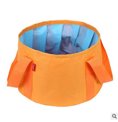 15L portátil de viaje al aire libre plegable lavabo de Camping cuenca tazón bolsa de lavamanos de baño de pie de cubo: orange