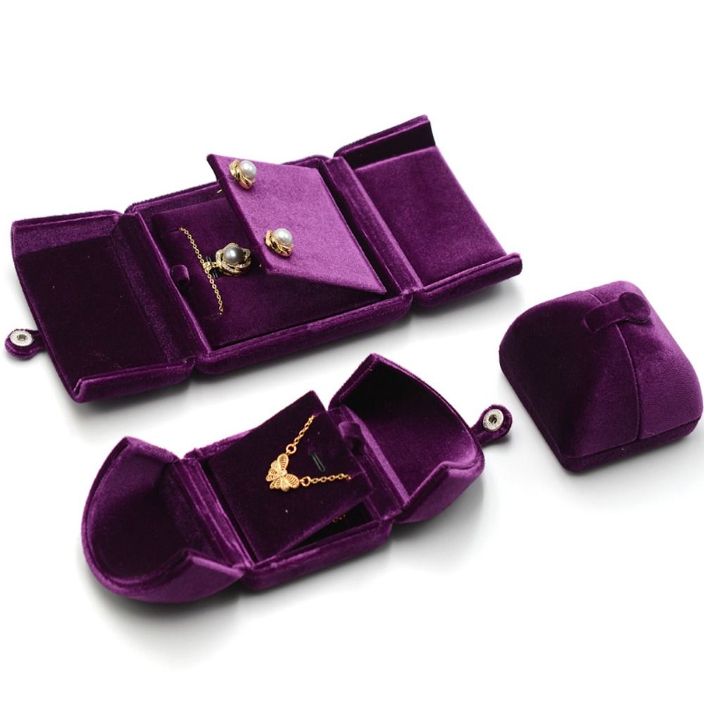 Einfarbig Samt Schmuck Kasten Jahrgang Luxus Halskette Armbinde fallen Organizer Doppel Tür Ringe Träger Kasten Schmuck Lagerung