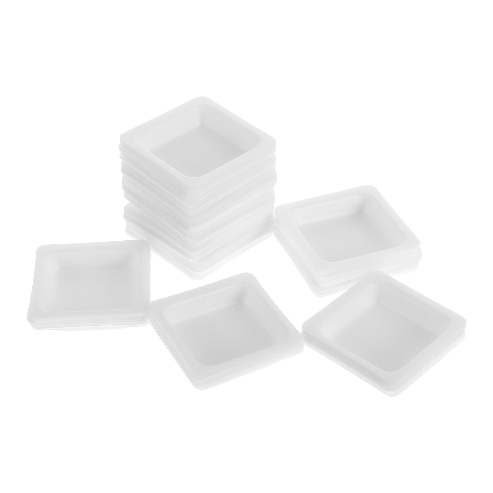 Plato de pesaje de 100 Uds., equipo de laboratorio de plástico resistente, polvos, líquidos, sartenes reutilizables, contenedores de almacenamiento para enseñanza