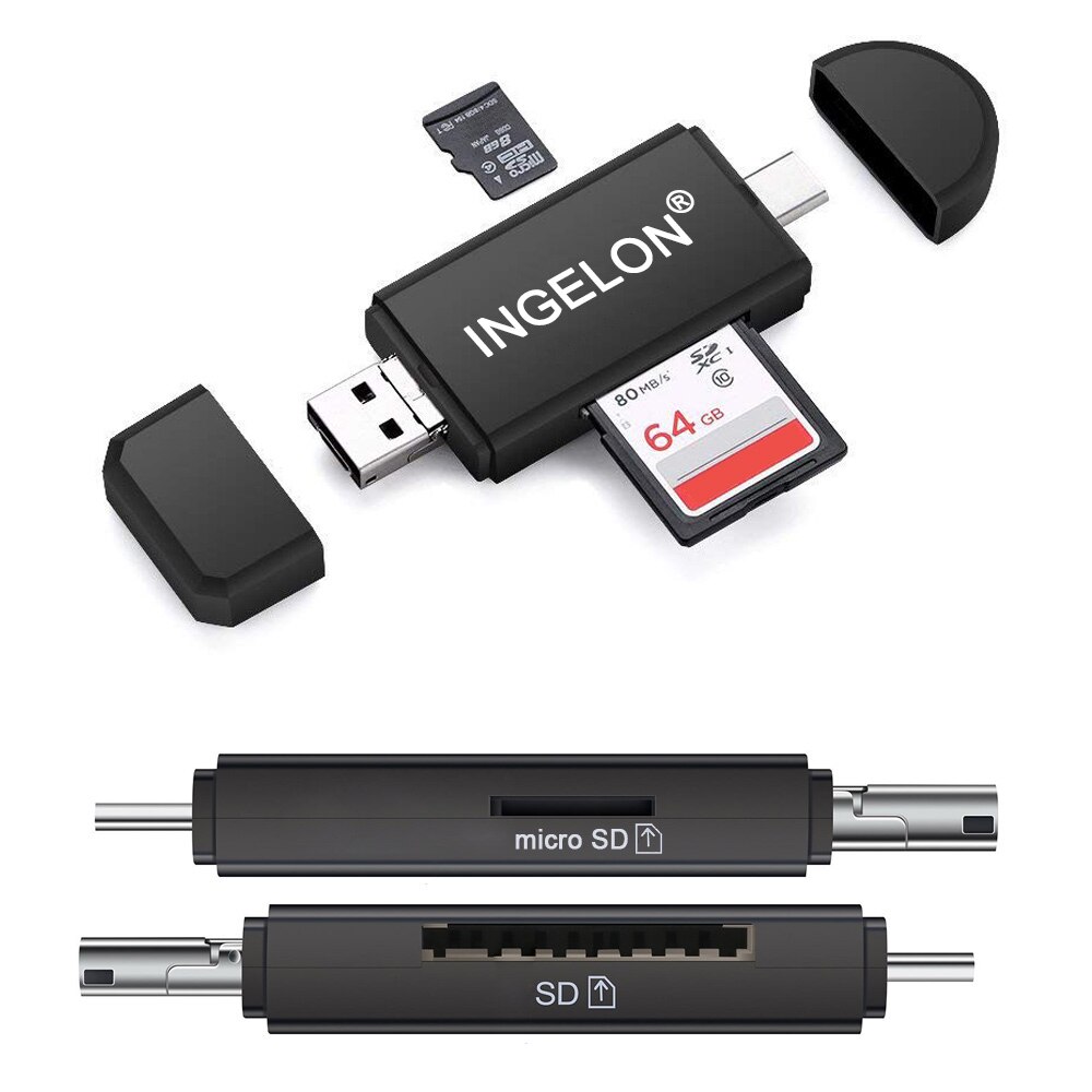 Ingelon universell kortläsare usb c otg tf sd-kortläsare microsd mmc android datorförlängningsadapter för kamera sd-läsare
