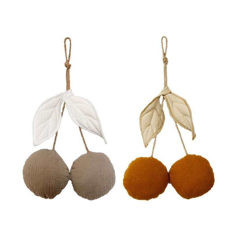 Bonitos adornos colgantes de cereza para pared, decoración de algodón de estilo nórdico para habitación de niños, dormitorio de bebé, decoración para en el hogar