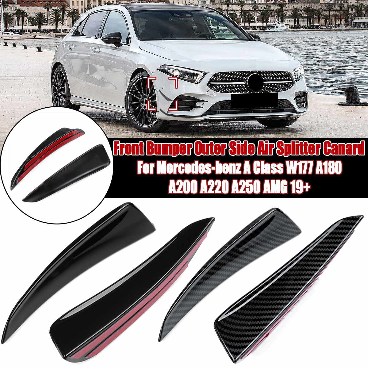 Paar Front Lower Bumper Lip Splitter Canard Trim Voor Mercedes-Benz A-klasse W177 A180 A200 A220 A250 Voor amg 2022 +