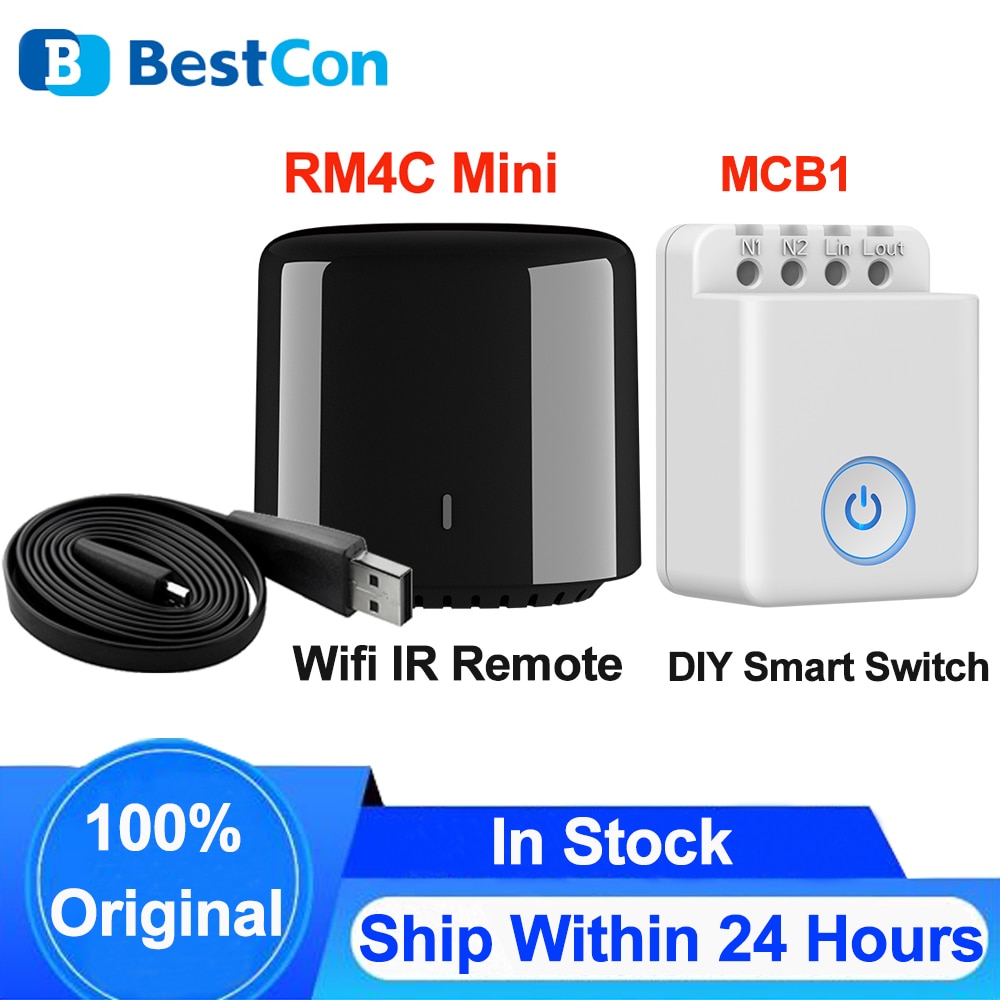 Bestcon RM4C Mini Wifi Ir Universele Smart Afstandsbediening Bestcon MCB1 Wifi Diy Smart Switch Via Broadlink App Werken Met alexa
