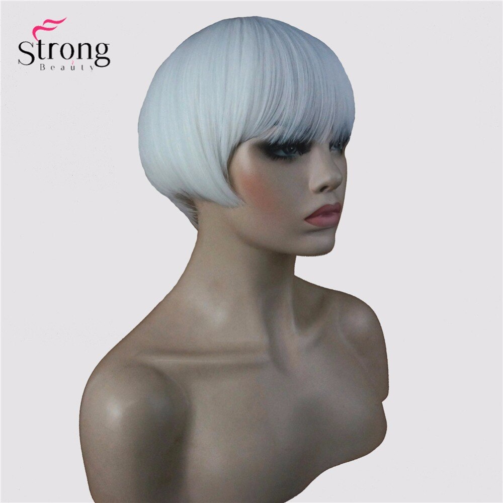 StrongBeauty-peluca sintética para hombre y mujer, cabellera artificial para disfraz de Bob corto, Jazz Gatsby, color blanco, años 20
