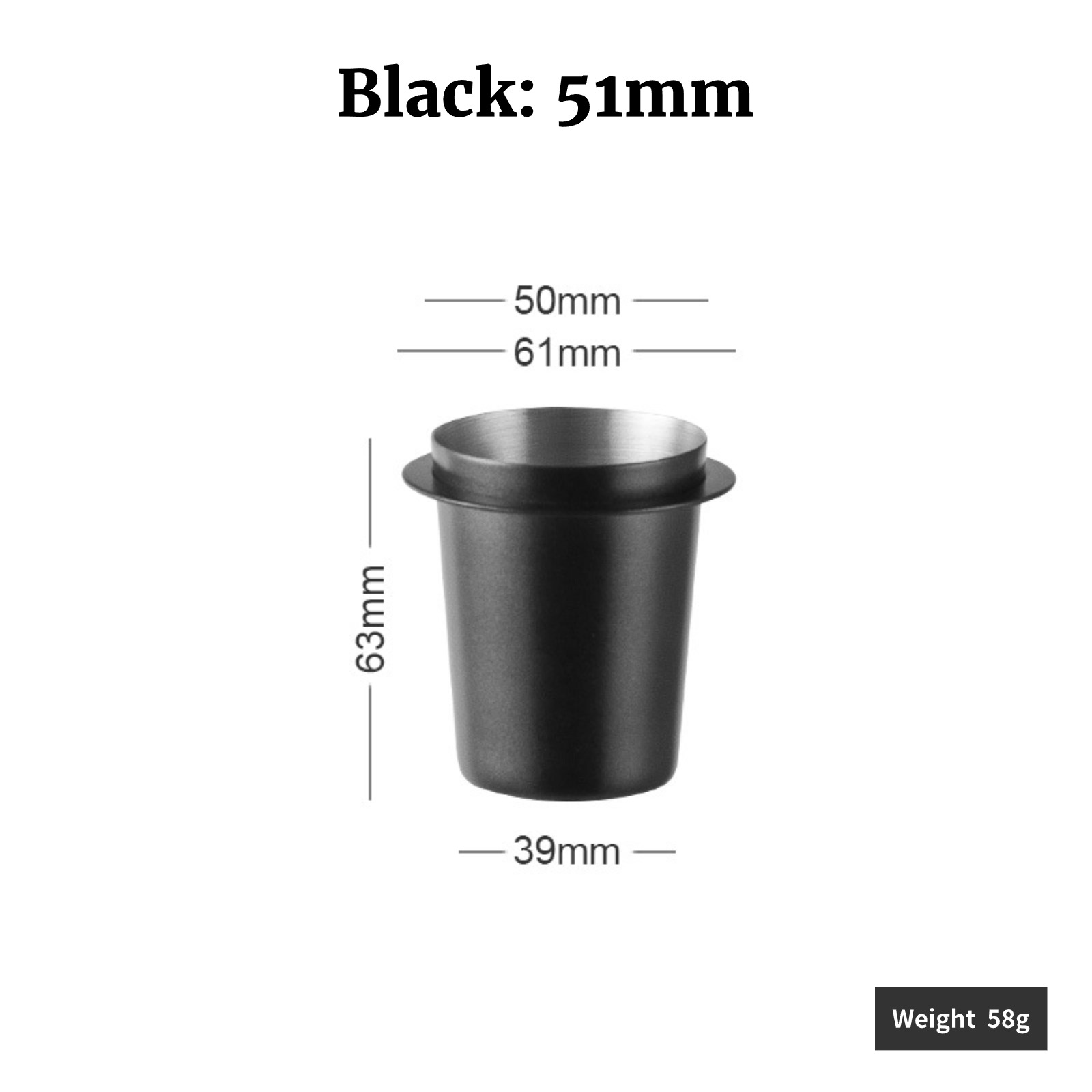 Kaffee Dosierung Tasse Schnüffeln Becher für Espresso Maschine Tragen Beständig Edelstahl Kaffee Dosierung Tasse 58/53/51mm: Grün