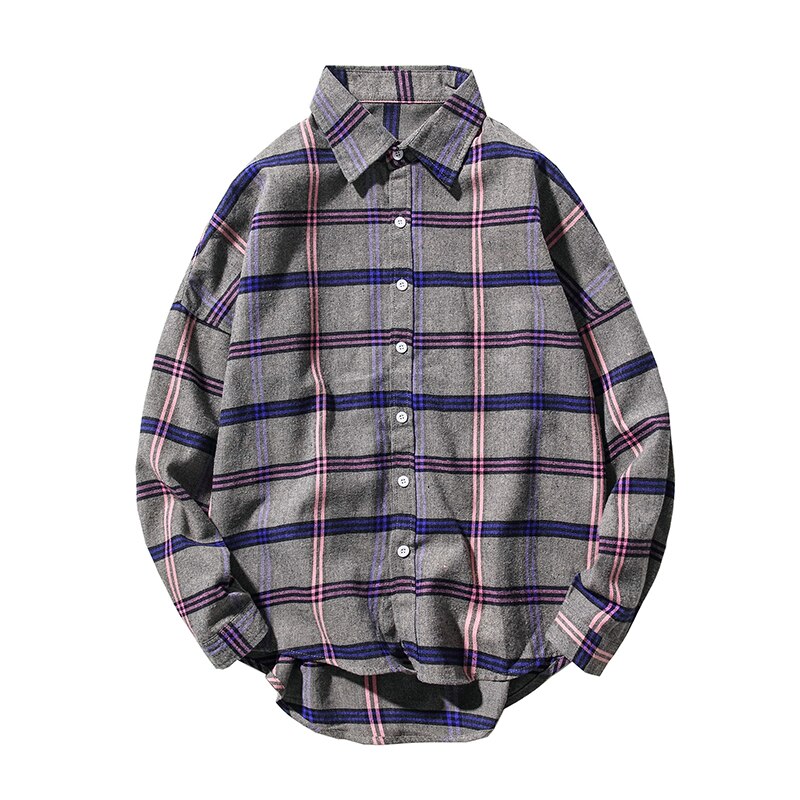 Mørk ikon ternede skjorter mænd efterår langærmet afslappet plaid skjorte herre skjorte: Orange / 4xl