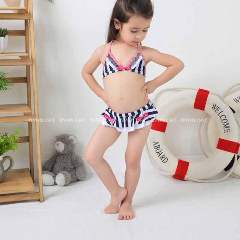 Girls Swimweare Girls Bathing Suit Swimming Bathing Bikini Set Cap+Top+Pants 3Pcs Kids Girl Swimwear Suit 2-7Year Swimwear gIrl
